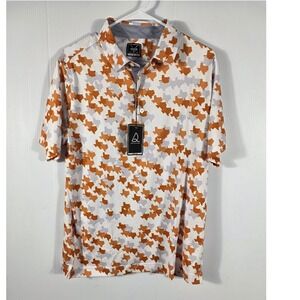 DEOLAX Men's Texas Map Print Golf Polo Shirt  Size Medium Orange Grey White